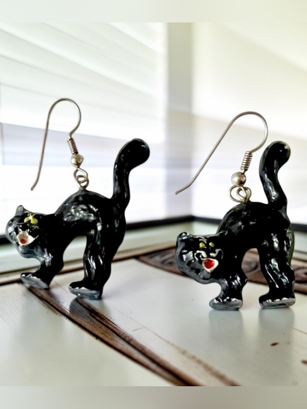 Vintage Black Cat Earrings